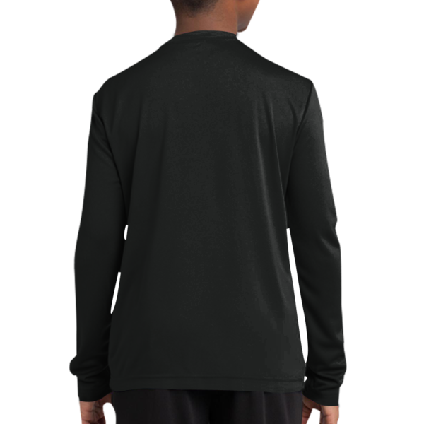 Sport Tek Youth Long Sleeve PosiCharge ® Competitor Tee, Black, Youth Back view