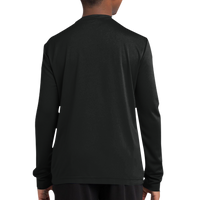 Sport Tek Youth Long Sleeve PosiCharge ® Competitor Tee, Black, Youth Back view
