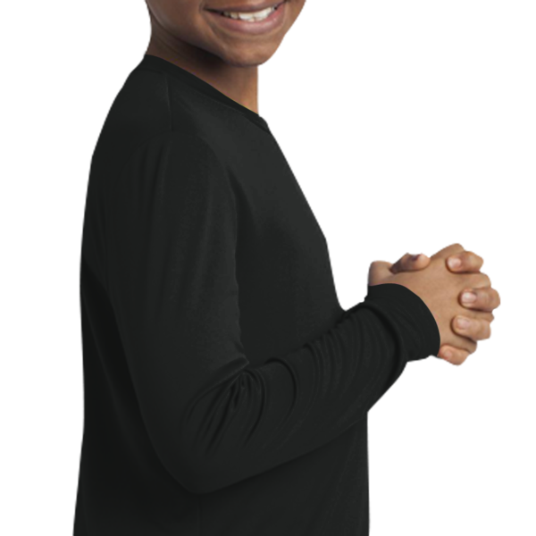 Sport Tek Youth Long Sleeve PosiCharge ® Competitor Tee, Black, Youth Right Sleeve (Long) view