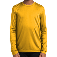Sport Tek Youth Long Sleeve PosiCharge ® Competitor Tee, Gold, Front view