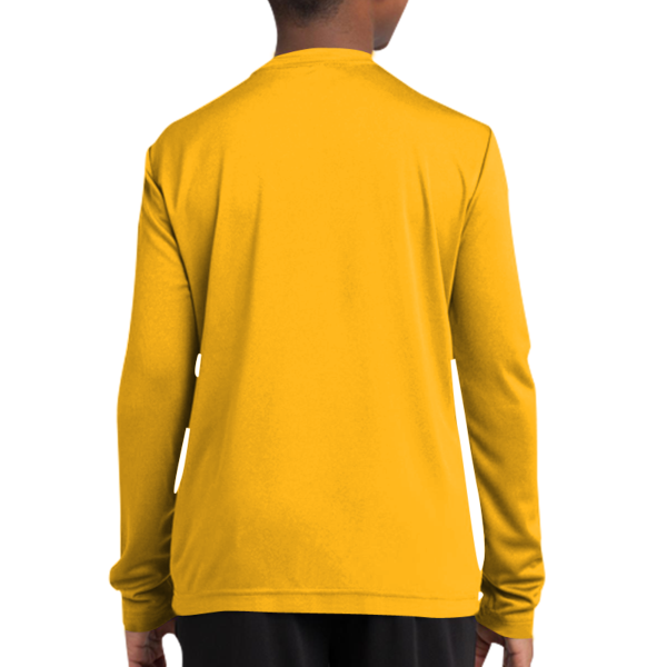 Sport Tek Youth Long Sleeve PosiCharge ® Competitor Tee, Gold, Youth Back view