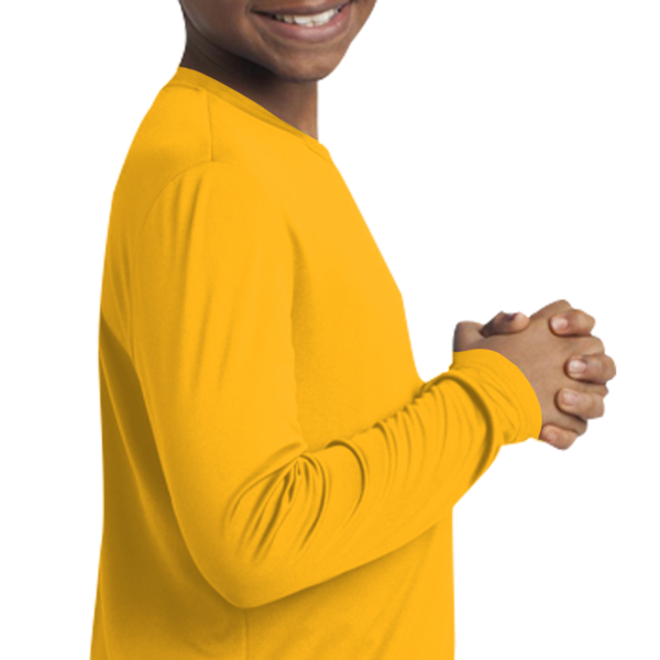 Sport Tek Youth Long Sleeve PosiCharge ® Competitor Tee, Gold, Youth Right Sleeve (Long) view
