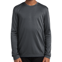 Sport Tek Youth Long Sleeve PosiCharge ® Competitor Tee, Iron Grey, Front view