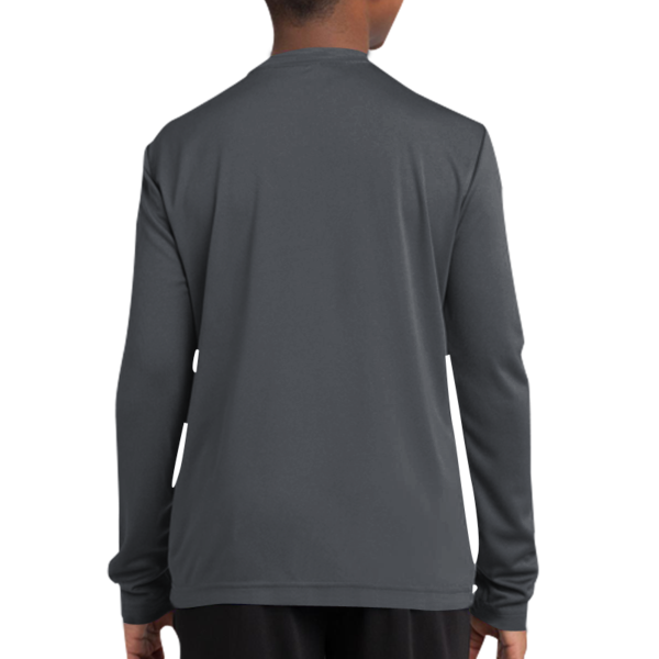 Sport Tek Youth Long Sleeve PosiCharge ® Competitor Tee, Iron Grey, Youth Back view