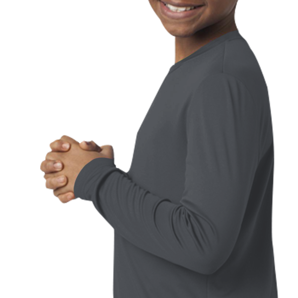 Sport Tek Youth Long Sleeve PosiCharge ® Competitor Tee, Iron Grey, Youth Left Sleeve (Long) view