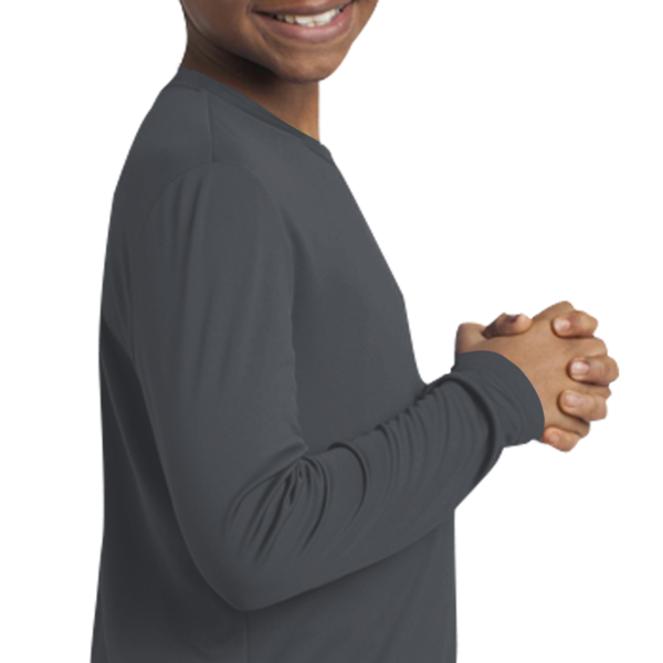Sport Tek Youth Long Sleeve PosiCharge ® Competitor Tee, Iron Grey, Youth Right Sleeve (Long) view