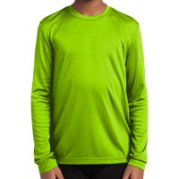 Sport Tek Youth Long Sleeve PosiCharge ® Competitor Tee, Lime Shock, Front view