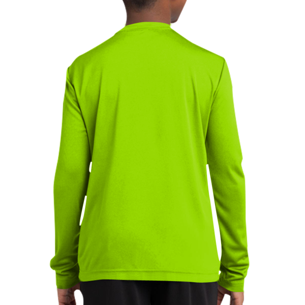 Sport Tek Youth Long Sleeve PosiCharge ® Competitor Tee, Lime Shock, Youth Back view