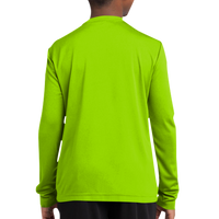 Sport Tek Youth Long Sleeve PosiCharge ® Competitor Tee, Lime Shock, Youth Back view