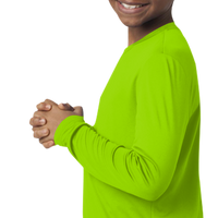 Sport Tek Youth Long Sleeve PosiCharge ® Competitor Tee, Lime Shock, Youth Left Sleeve (Long) view