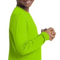 Sport Tek Youth Long Sleeve PosiCharge ® Competitor Tee, Lime Shock, Youth Right Sleeve (Long) view