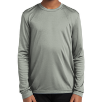 Sport Tek Youth Long Sleeve PosiCharge ® Competitor Tee, Silver, Front view