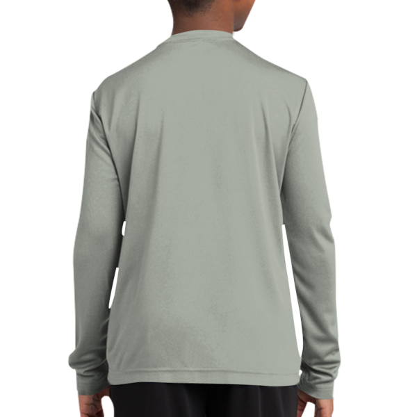 Sport Tek Youth Long Sleeve PosiCharge ® Competitor Tee, Silver, Youth Back view