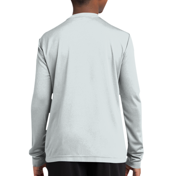 Sport Tek Youth Long Sleeve PosiCharge ® Competitor Tee, White, Youth Back view