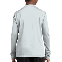 Sport Tek Youth Long Sleeve PosiCharge ® Competitor Tee, White, Youth Back view