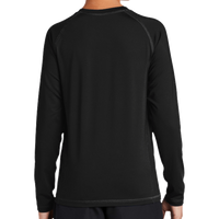 Sport Tek Youth Long Sleeve Rashguard Tee, Black, Back view