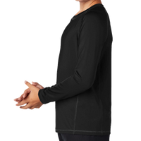 Sport Tek Youth Long Sleeve Rashguard Tee, Black, Left Sleeve view