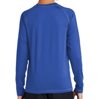 Sport Tek Youth Long Sleeve Rashguard Tee, True Royal, Back view
