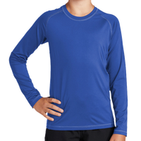 Sport Tek Youth Long Sleeve Rashguard Tee, True Royal, Front view