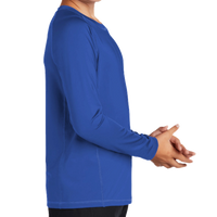 Sport Tek Youth Long Sleeve Rashguard Tee, True Royal, Right Sleeve view