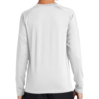 Sport Tek Youth Long Sleeve Rashguard Tee, White, Back view