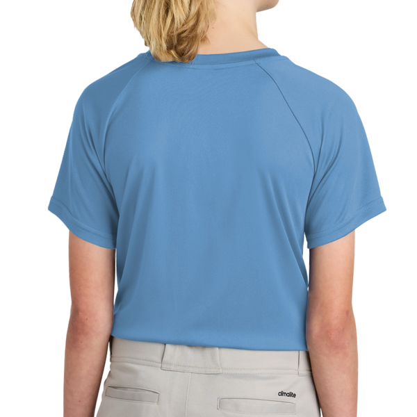 Sport Tek Youth PosiCharge ® Competitor 2 Button Henley, Carolina Blue, Back view