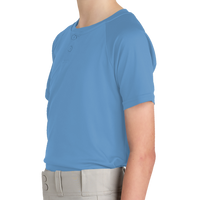 Sport Tek Youth PosiCharge ® Competitor 2 Button Henley, Carolina Blue, Left Sleeve view