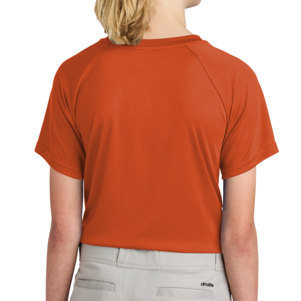 Sport Tek Youth PosiCharge ® Competitor 2 Button Henley, Deep Orange, Back view