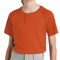 Sport Tek Youth PosiCharge ® Competitor 2 Button Henley, Deep Orange, Front view