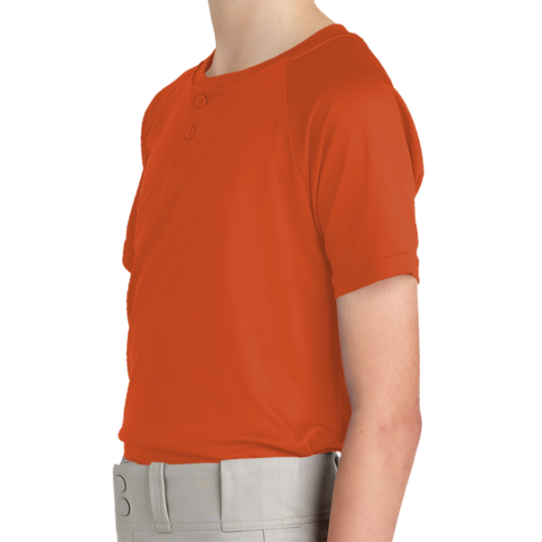 Sport Tek Youth PosiCharge ® Competitor 2 Button Henley, Deep Orange, Left Sleeve view