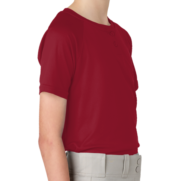 Sport Tek Youth PosiCharge ® Competitor 2 Button Henley, Deep Red, Right Sleeve view