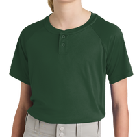 Sport Tek Youth PosiCharge ® Competitor 2 Button Henley, Forest Green, Front view