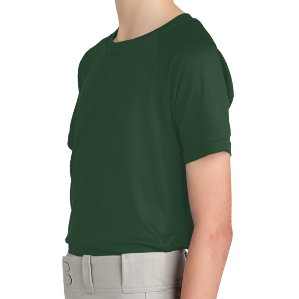 Sport Tek Youth PosiCharge ® Competitor 2 Button Henley, Forest Green, Left Sleeve view