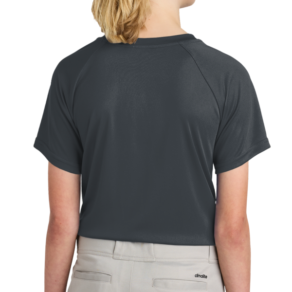 Sport Tek Youth PosiCharge ® Competitor 2 Button Henley, Iron Grey, Back view