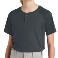 Sport Tek Youth PosiCharge ® Competitor 2 Button Henley, Iron Grey, Front view