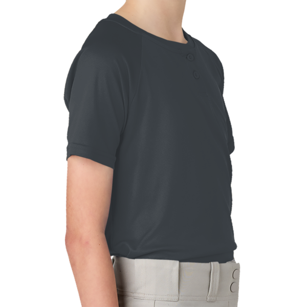 Sport Tek Youth PosiCharge ® Competitor 2 Button Henley, Iron Grey, Right Sleeve view