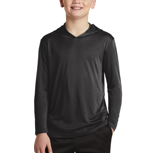 Sport Tek Youth PosiCharge ® Competitor Hooded Pullover, Black, Front view