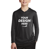Sport Tek Youth PosiCharge ® Competitor Hooded Pullover, Black, Front view, Mockup