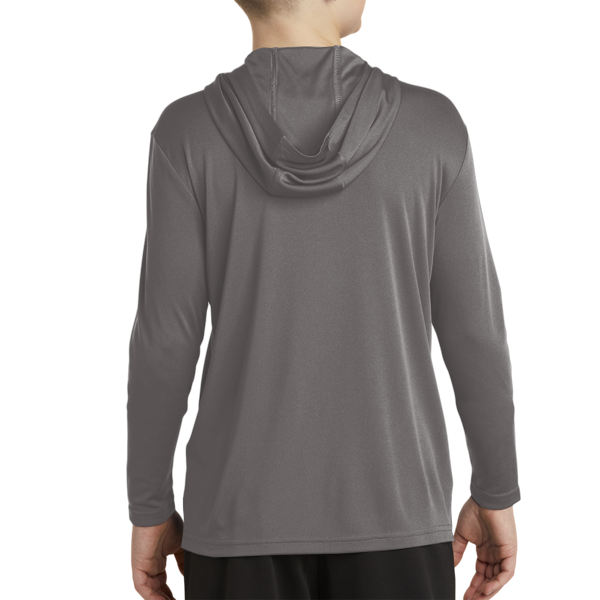 Sport Tek Youth PosiCharge ® Competitor Hooded Pullover, Iron Grey, Back view