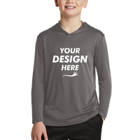 Sport Tek Youth PosiCharge ® Competitor Hooded Pullover, Iron Grey, Front view, Mockup