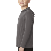 Sport Tek Youth PosiCharge ® Competitor Hooded Pullover, Iron Grey, Left Sleeve view