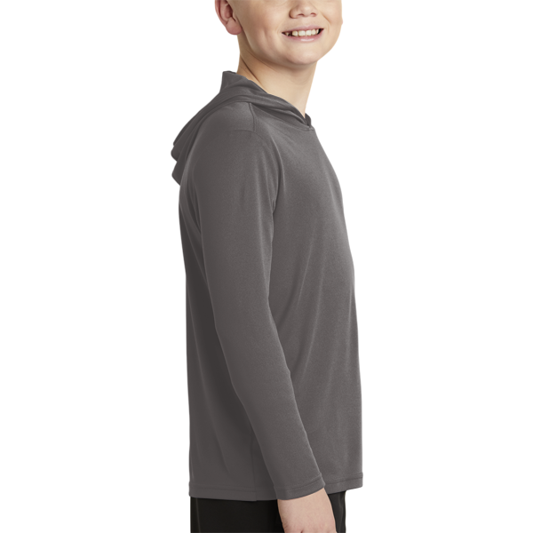 Sport Tek Youth PosiCharge ® Competitor Hooded Pullover, Iron Grey, Right Sleeve view