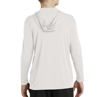 Sport Tek Youth PosiCharge ® Competitor Hooded Pullover, Silver, Back view