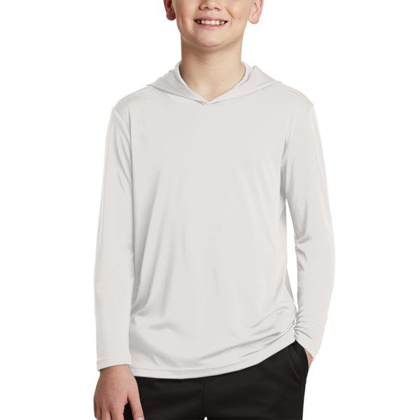 Sport Tek Youth PosiCharge ® Competitor Hooded Pullover, Silver, Front view