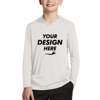 Sport Tek Youth PosiCharge ® Competitor Hooded Pullover, Silver, Front view, Mockup