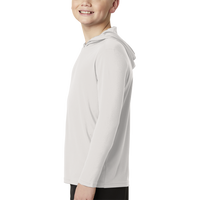 Sport Tek Youth PosiCharge ® Competitor Hooded Pullover, Silver, Left Sleeve view