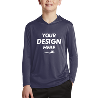 Sport Tek Youth PosiCharge ® Competitor Hooded Pullover, True Navy, Front view, Mockup