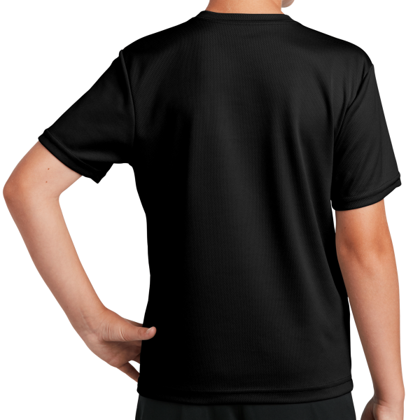 Sport Tek Youth PosiCharge ® RacerMesh® Tee, Black, Back view