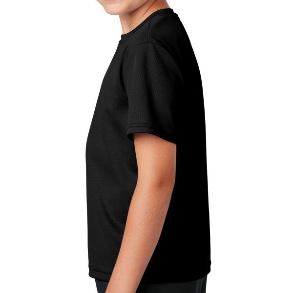 Sport Tek Youth PosiCharge ® RacerMesh® Tee, Black, Left Sleeve view