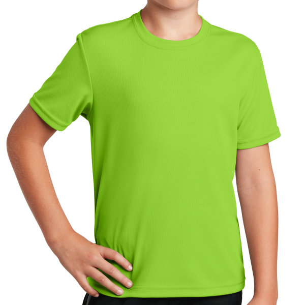 Sport Tek Youth PosiCharge ® RacerMesh® Tee, Neon Green, Front view